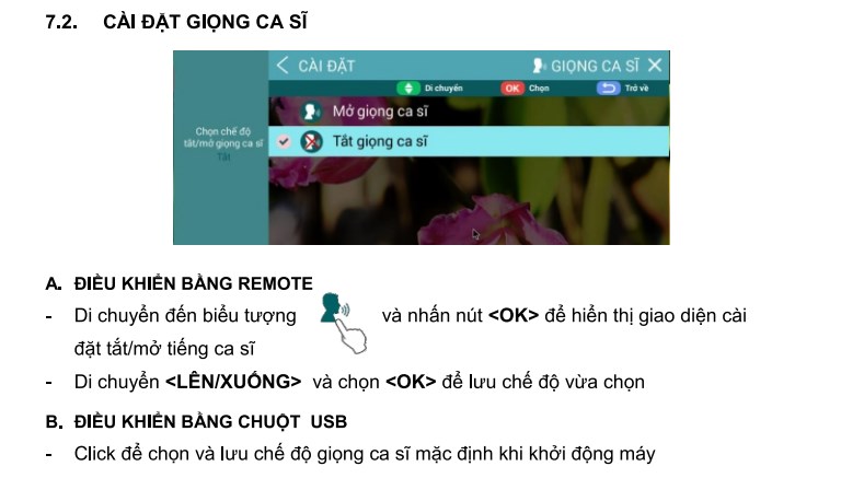 Cài đặt giọng ca sĩ