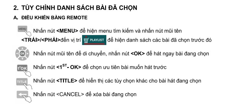 Tuỳ chỉnh danh sách bài đã chọn